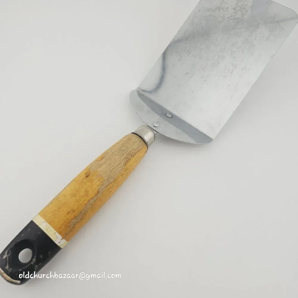 EKCO Silver Aluminum Turner Wood Spatula Server Hand Wash Only Made In USA
